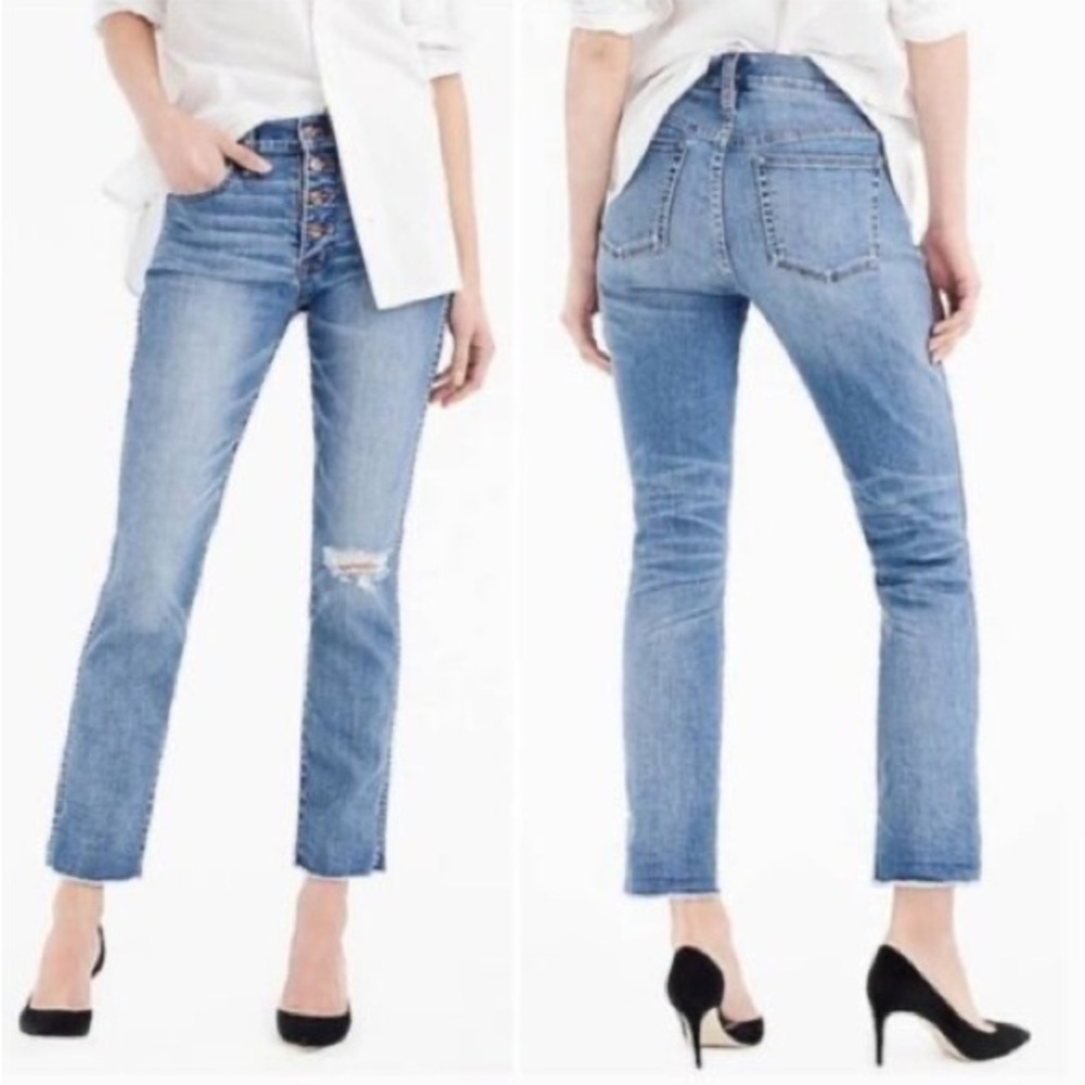 J. Crew Vintage Straight Button Fly Denim Jeans in Reed Wash Size 24